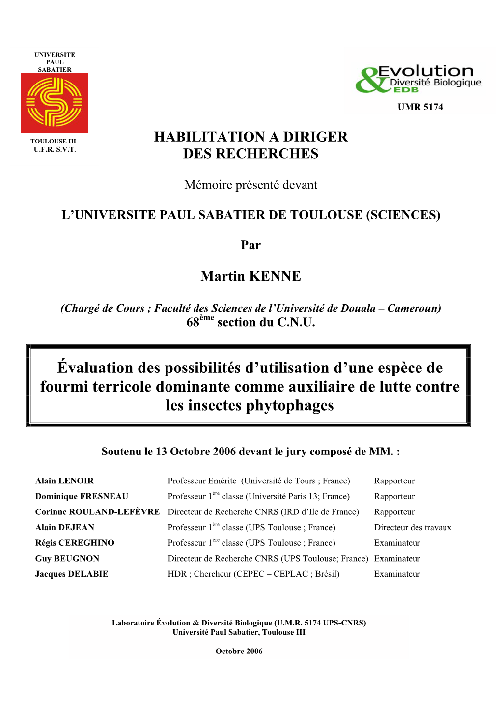 Évaluation Des Possibilités D'utilisation D'une Espèce De Fourmi