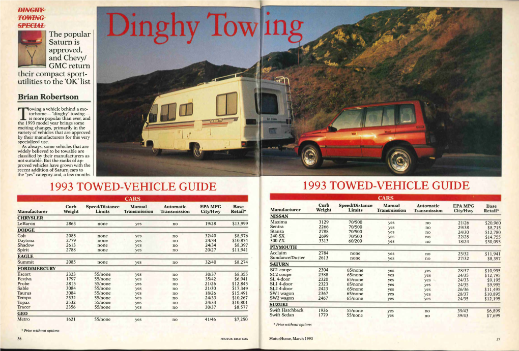 1993 Towed-Vehicle Guide 1993 Towed-Vehicle Guide