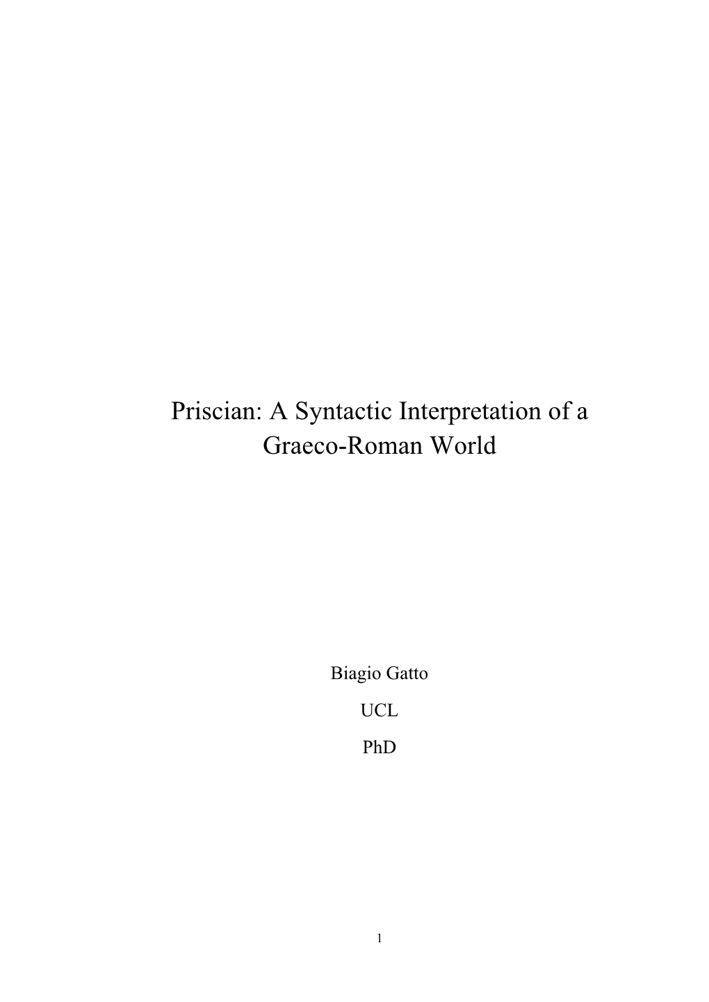 Priscian: a Syntactic Interpretation of a Graeco-Roman World