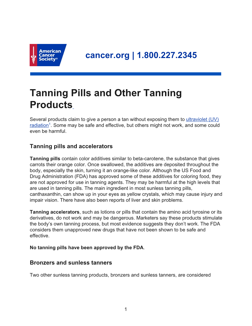 Tanning Pills and Other Tanning Products