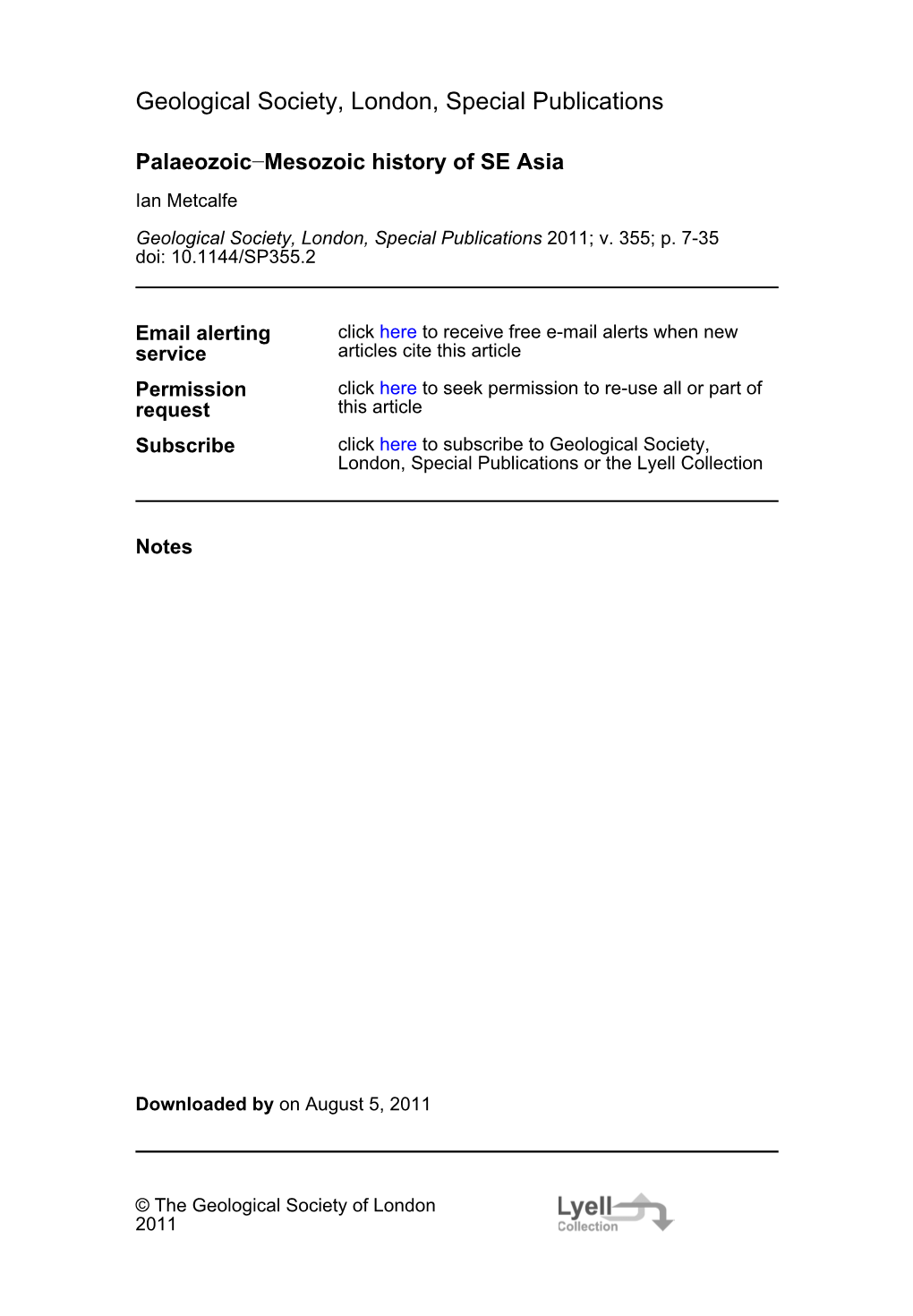 Geological Society, London, Special Publications