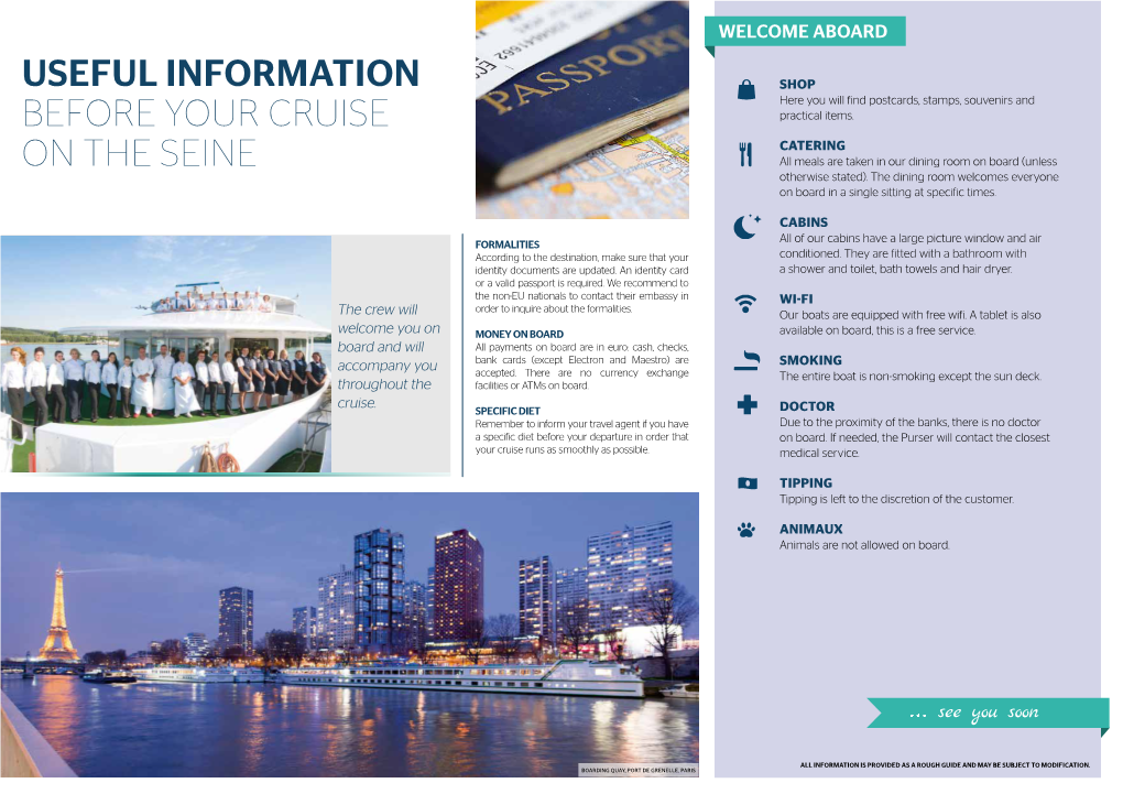 Useful Information Before Your Cruise on the Seine