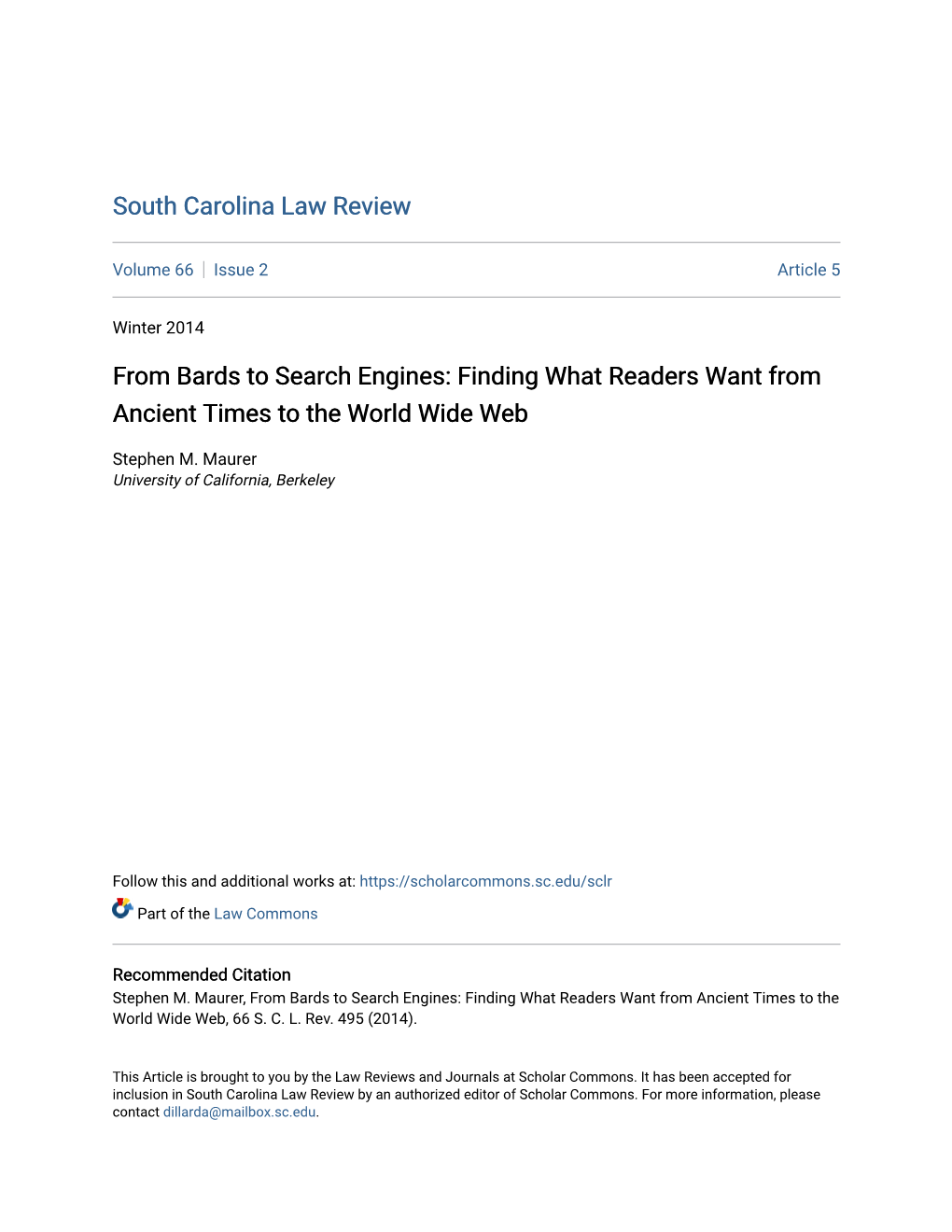 From Bards to Search Engines: Finding What Readers Want from Ancient Times to the World Wide Web