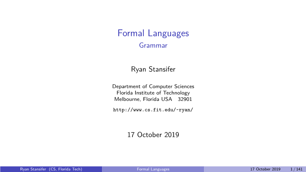 Formal Languages Grammar