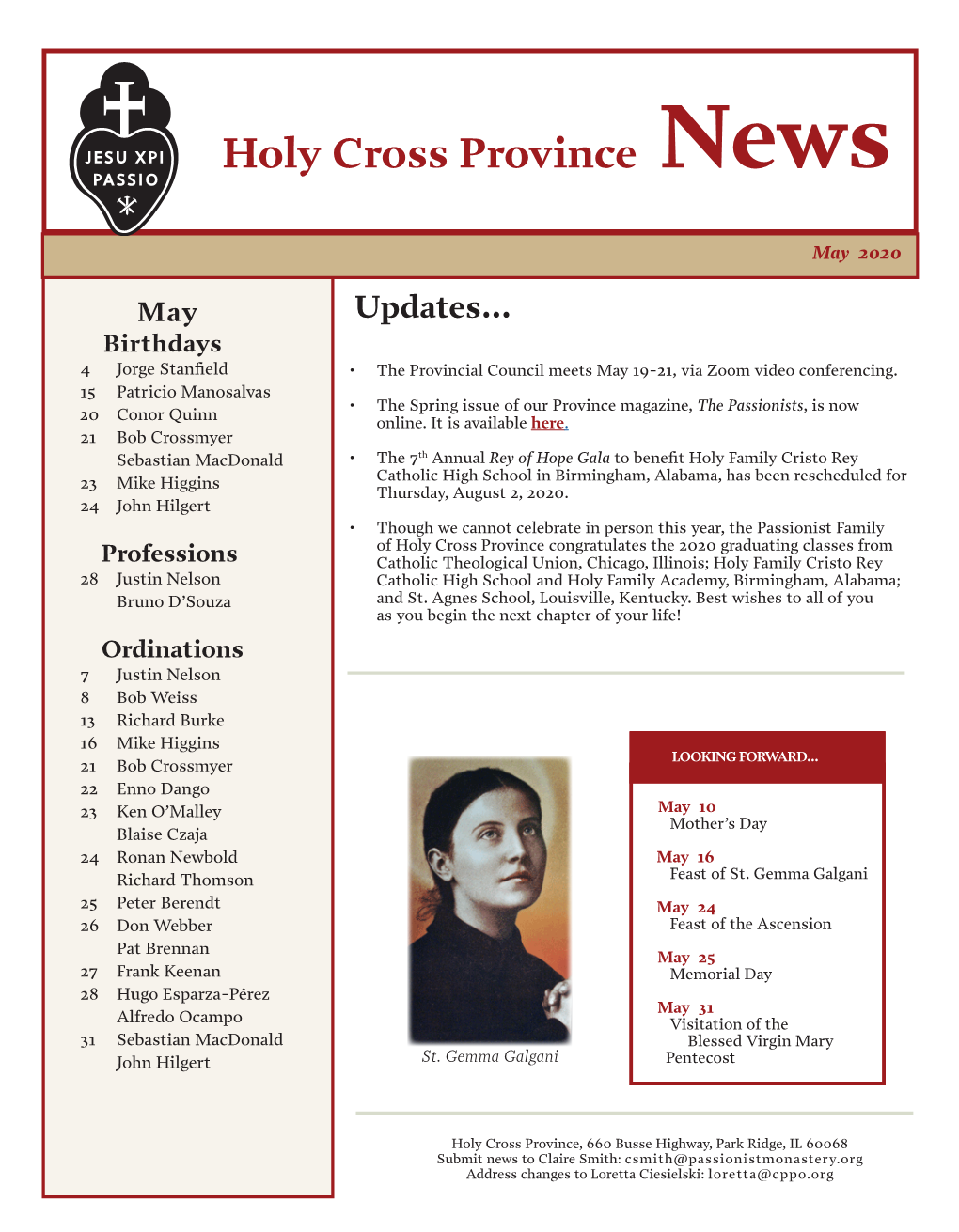 Holy Cross Province News