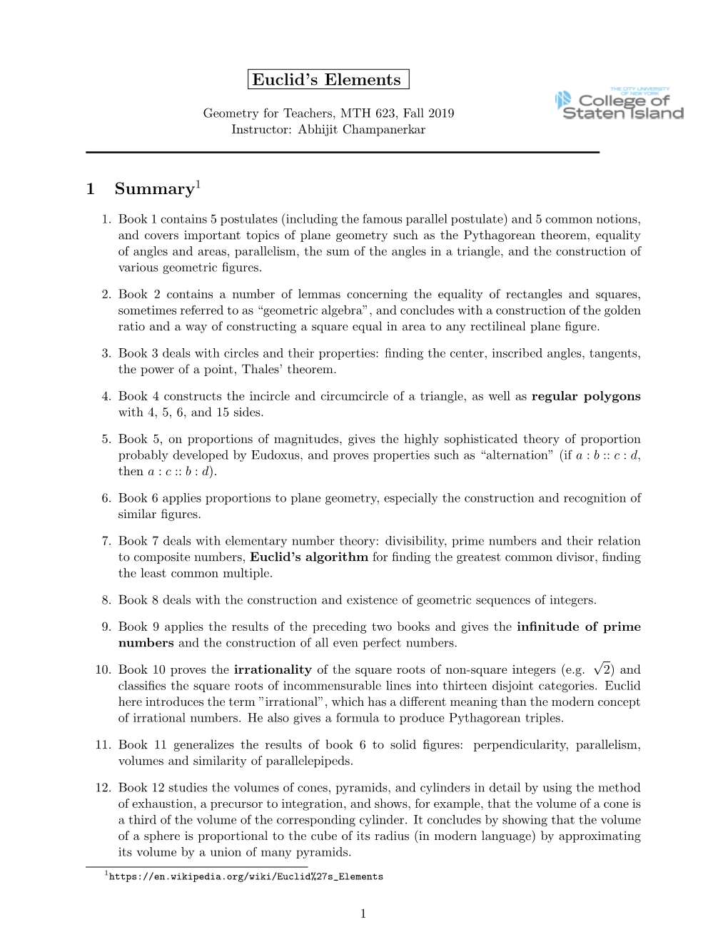 Euclid's Elements 1 Summary1