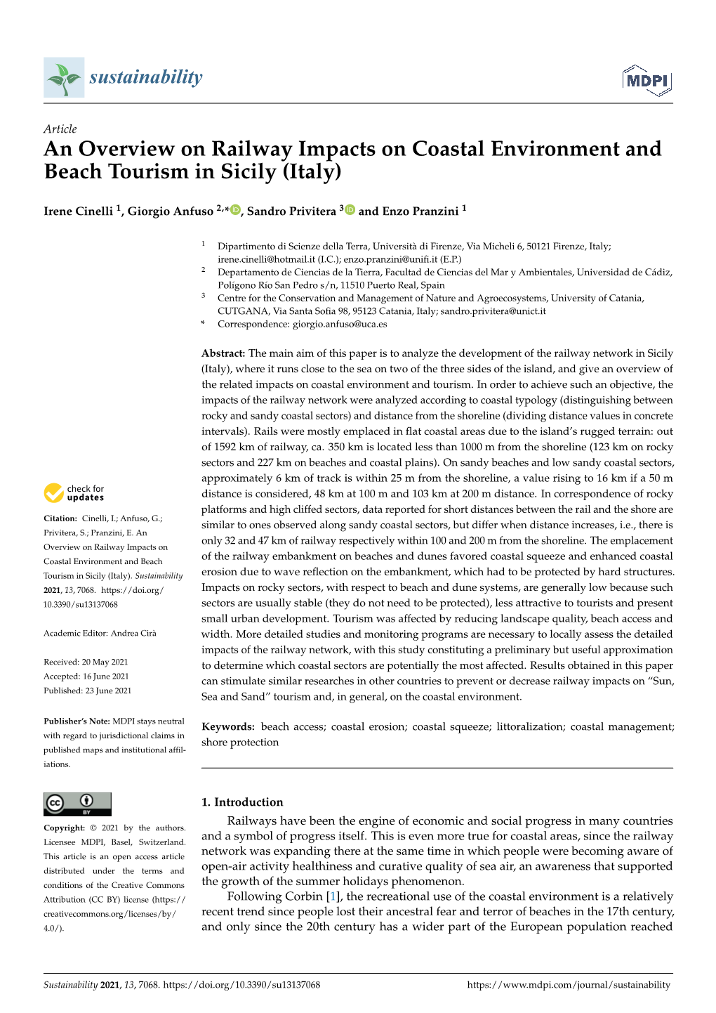 An Overview on Railway Impacts on Coastal Environment and Beach Tourism in Sicily (Italy)