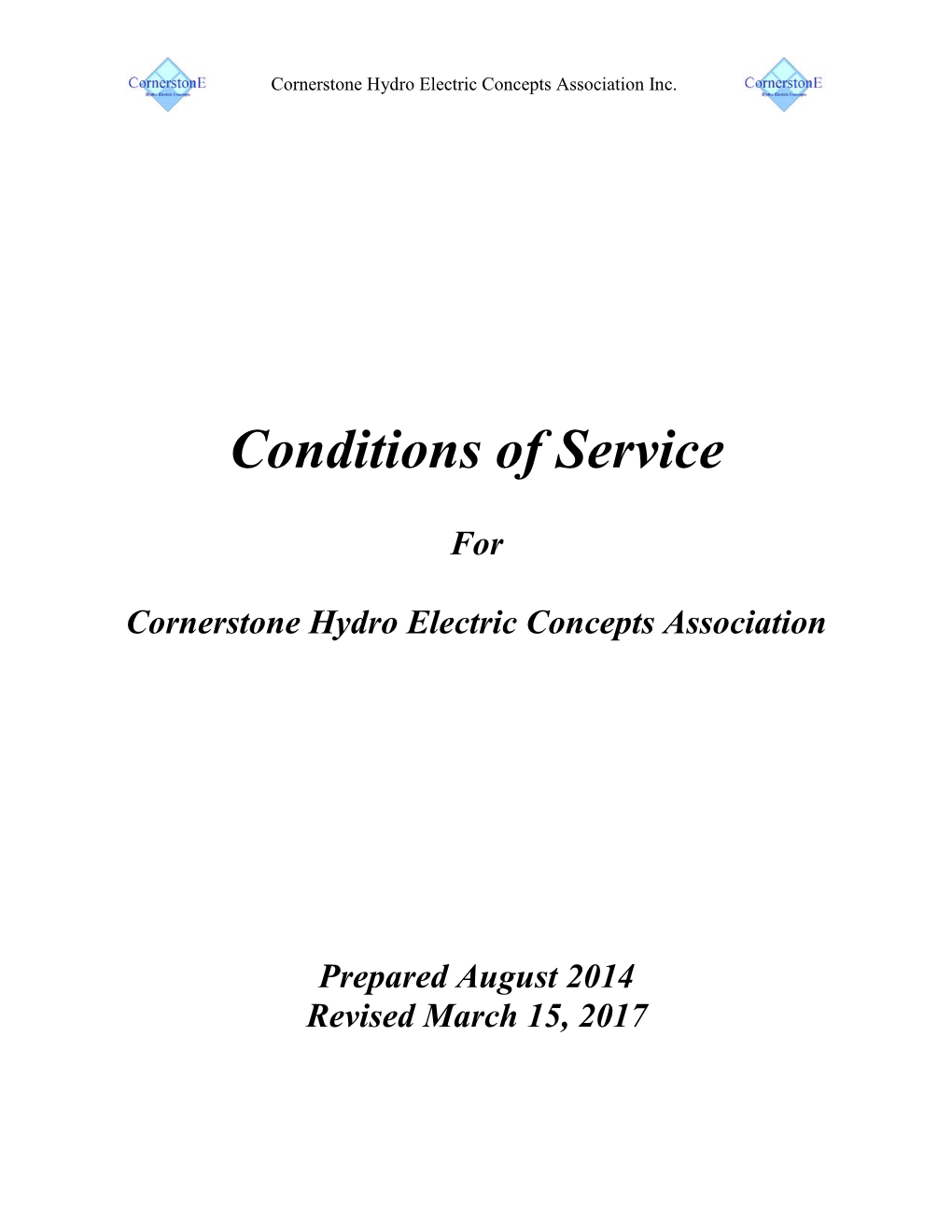 Cornerstone CONDITIONS of SERVICE