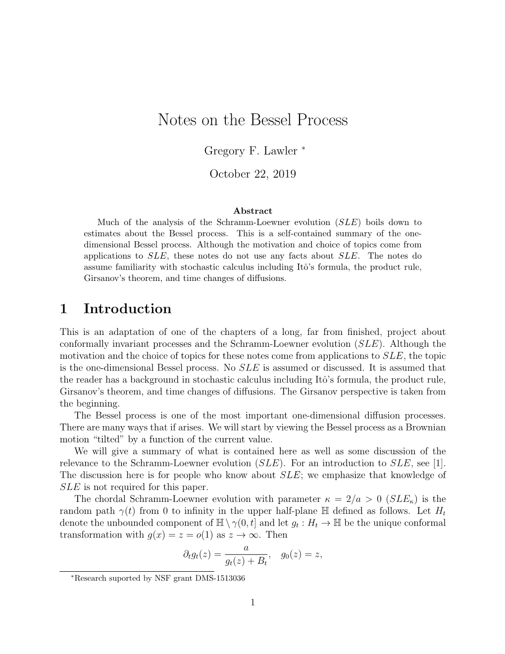 Notes on the Bessel Process