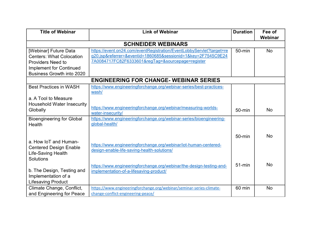 Schneider Webinars Engineering for Change