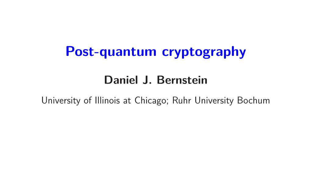 Post-Quantum Cryptography