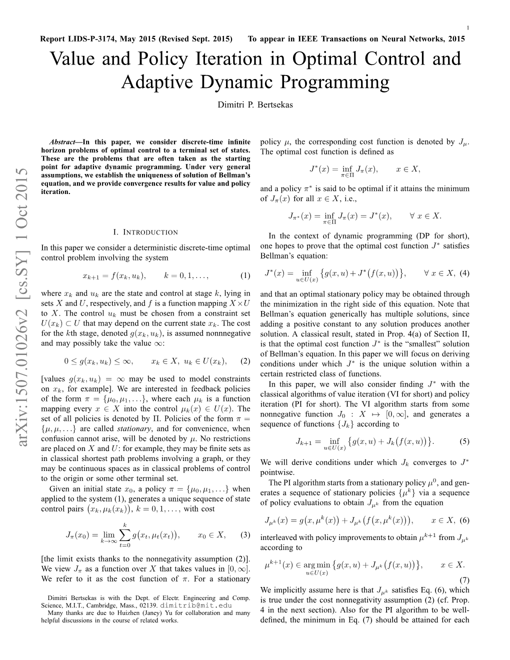 Value and Policy Iteration in Optimal Control and Adaptive Dynamic