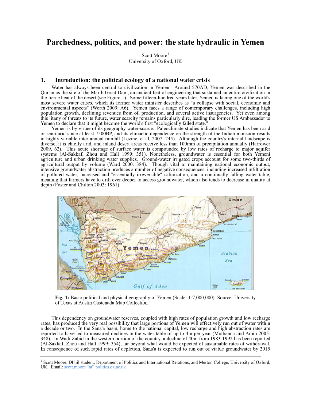 Parchedness, Politics, and Power: the State Hydraulic in Yemen