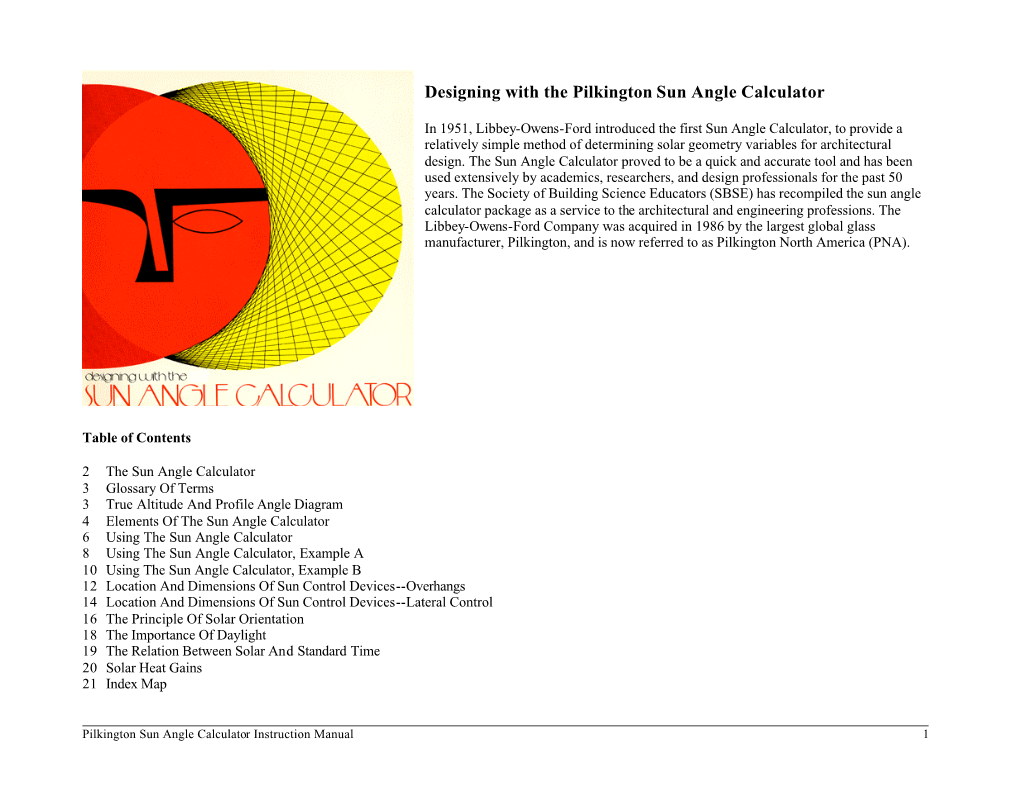 Designing with the Pilkington Sun Angle Calculator