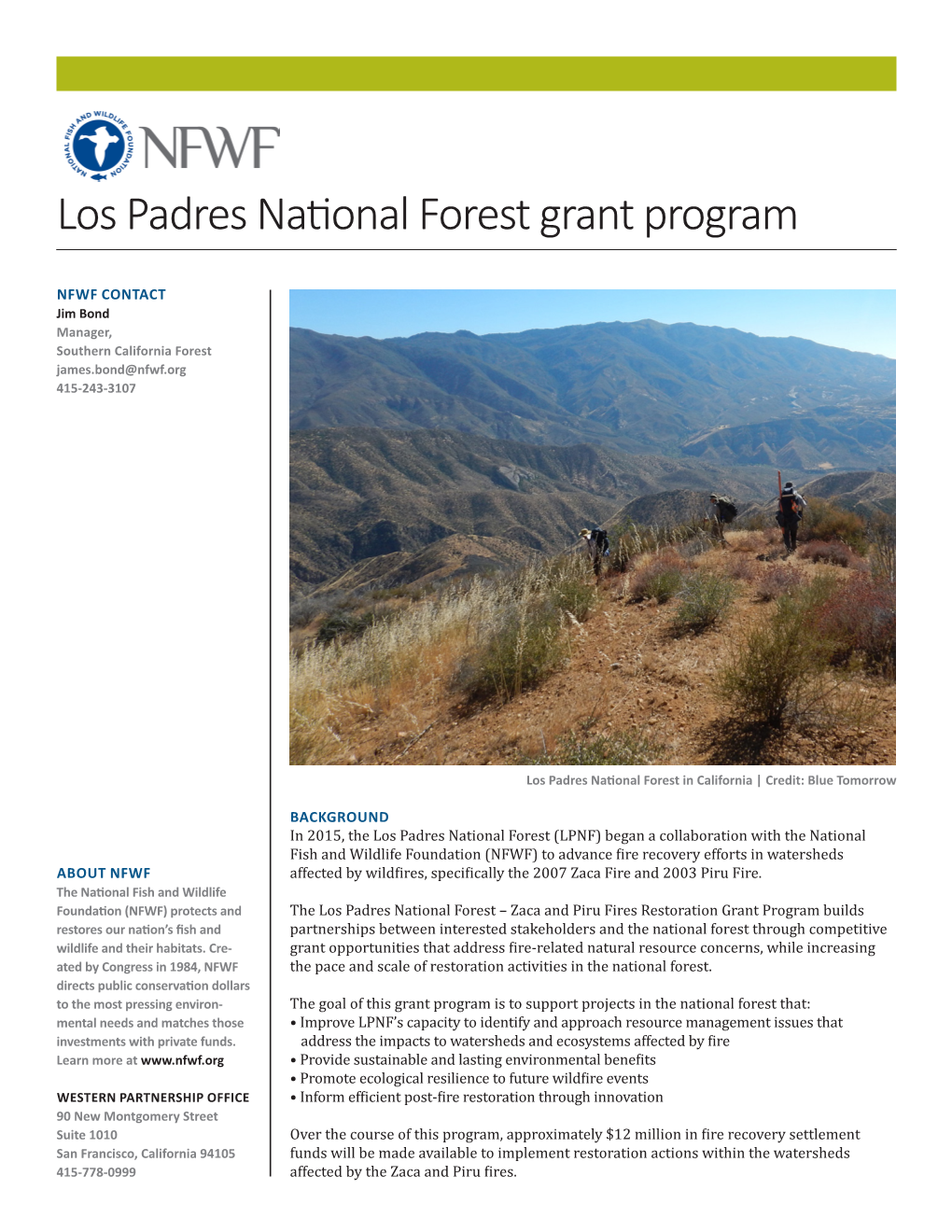 Los Padres National Forest Grant Program