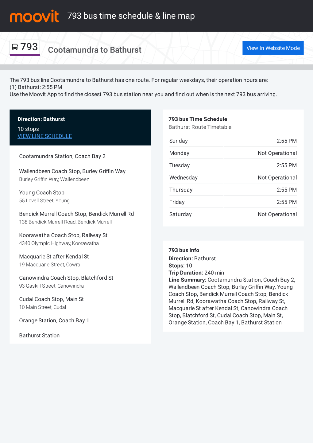 793 Bus Time Schedule & Line Route