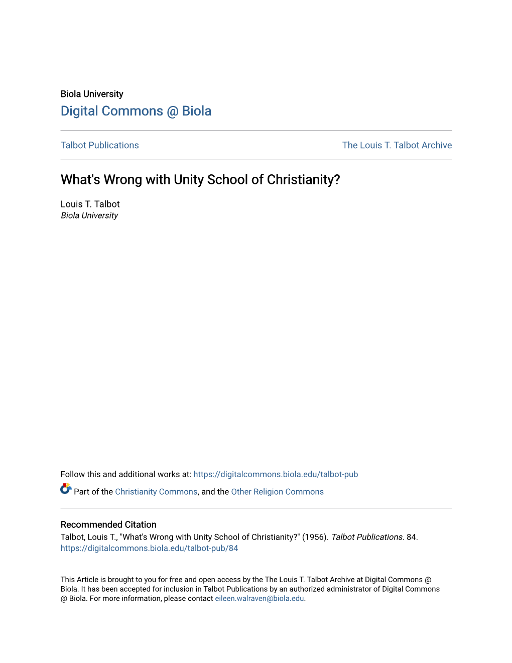 What's Wrong with Unity School of Christianity?