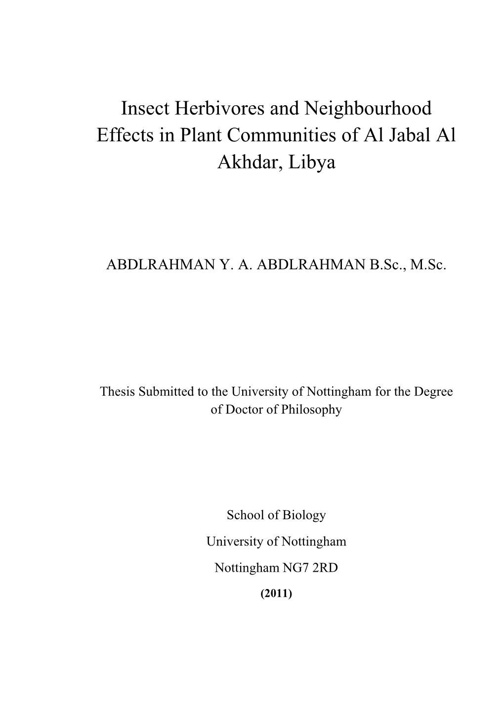 (2011) Insect Herbivores and Neighbourhood Effects in Plant