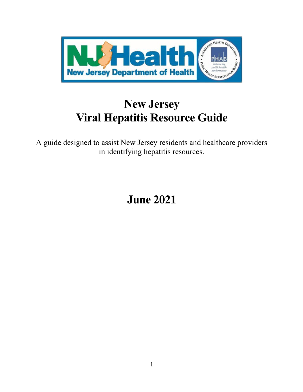 New Jersey Viral Hepatitis Resource Guide June 2021