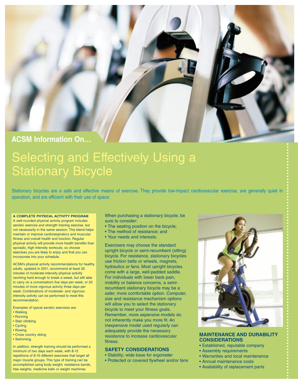 Selecting and Effectively Using a Stationary Bike