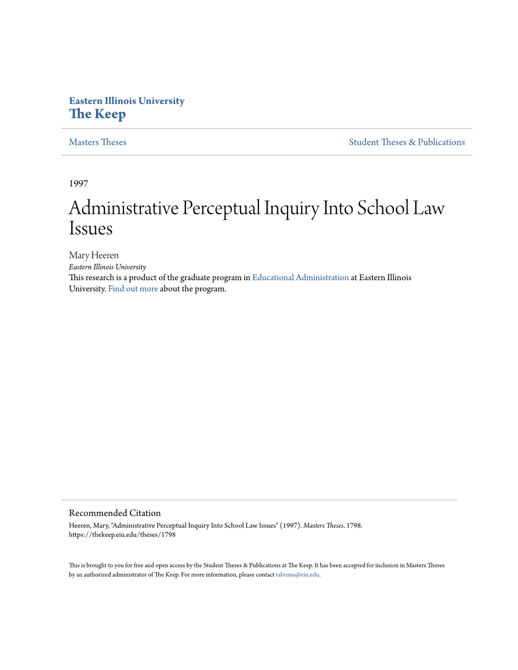 Administrative Perceptual Inquiry Into School Law Issues