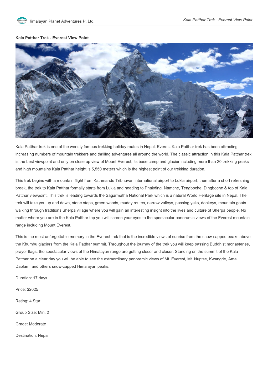 Kala Patthar Trek - Everest View Point