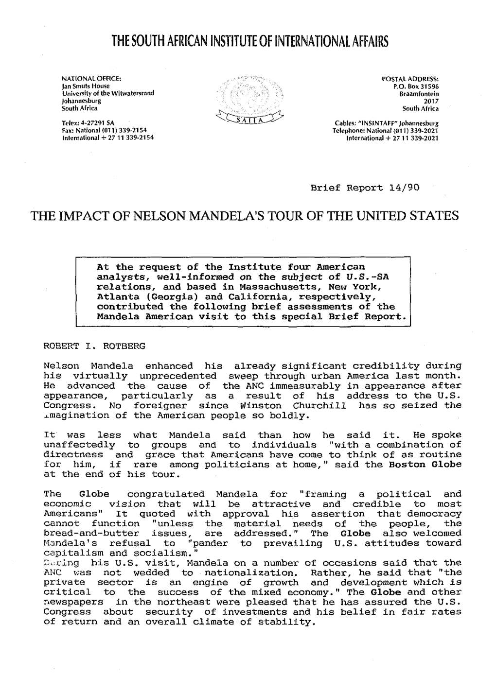 The Impact of Nelson Mandela's Tour of the United States