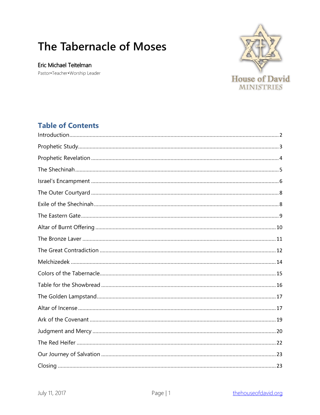 The Tabernacle of Moses