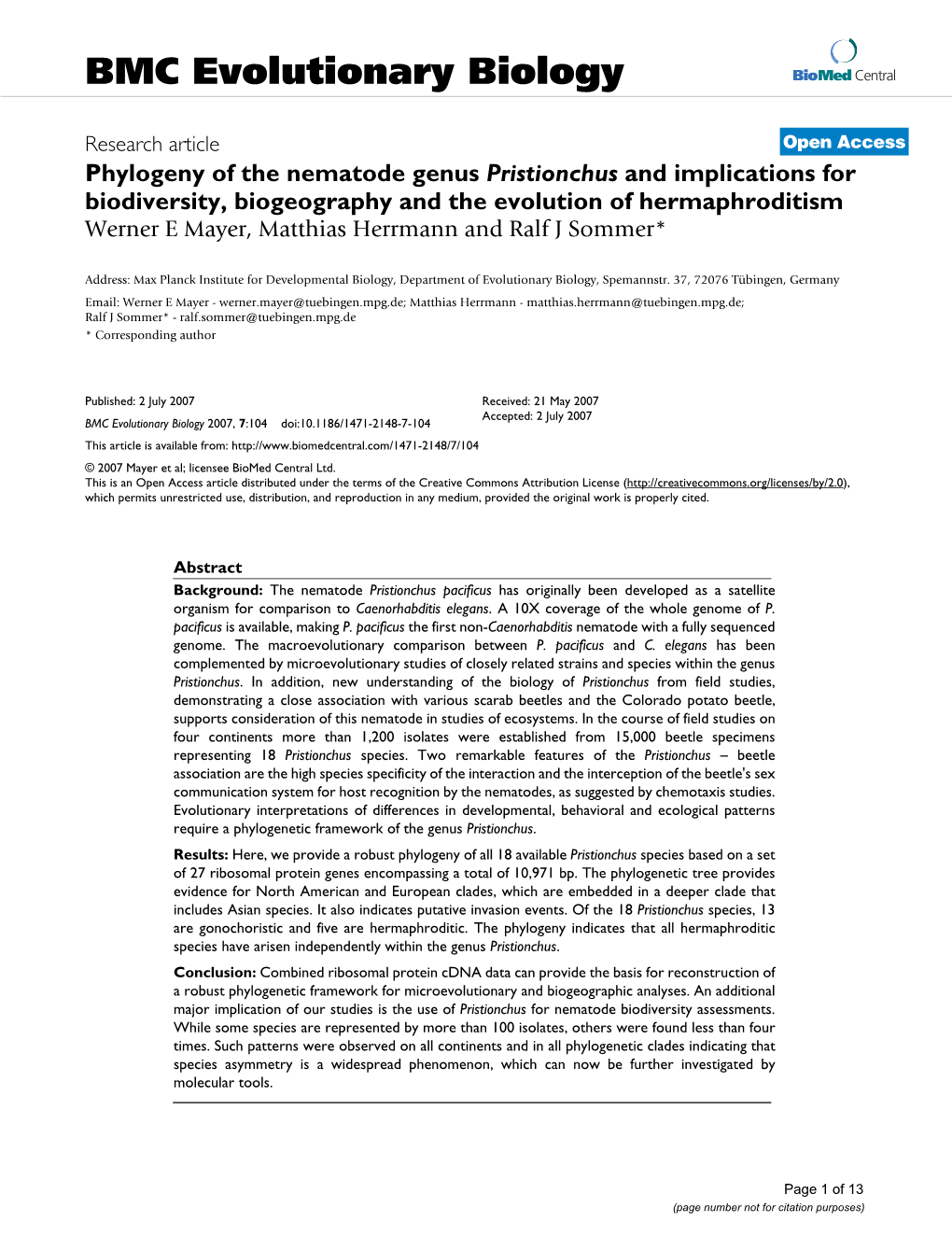 BMC Evolutionary Biology Biomed Central