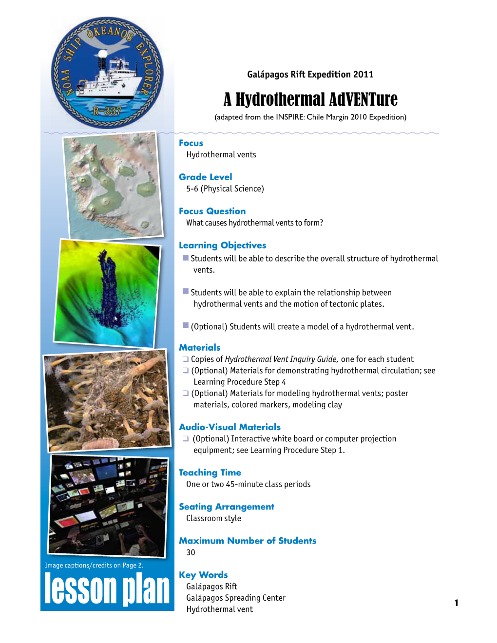 A Hydrothermal Adventure (Adapted from the INSPIRE: Chile Margin 2010 Expedition)