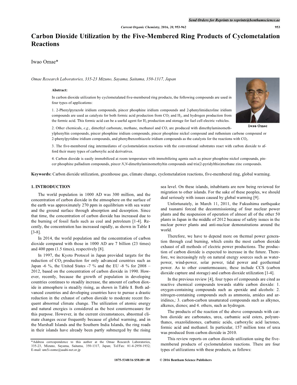 Carbon Dioxide Utilization by the Five-Membered Ring Products of Cyclometalation Reactions