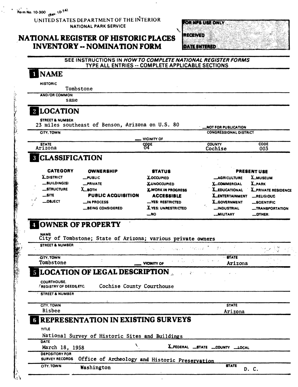 National Register of Historic Places Inventory - Nomination Form