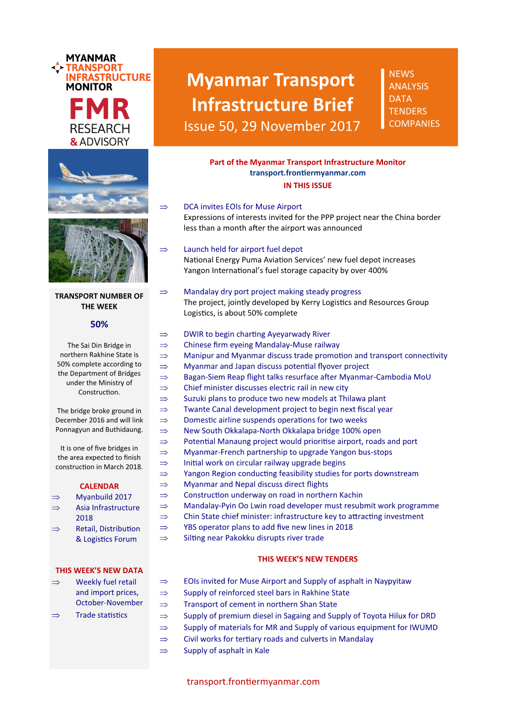 Myanmar Transport Infrastructure Brief | 23 November– 29 November 2017 2