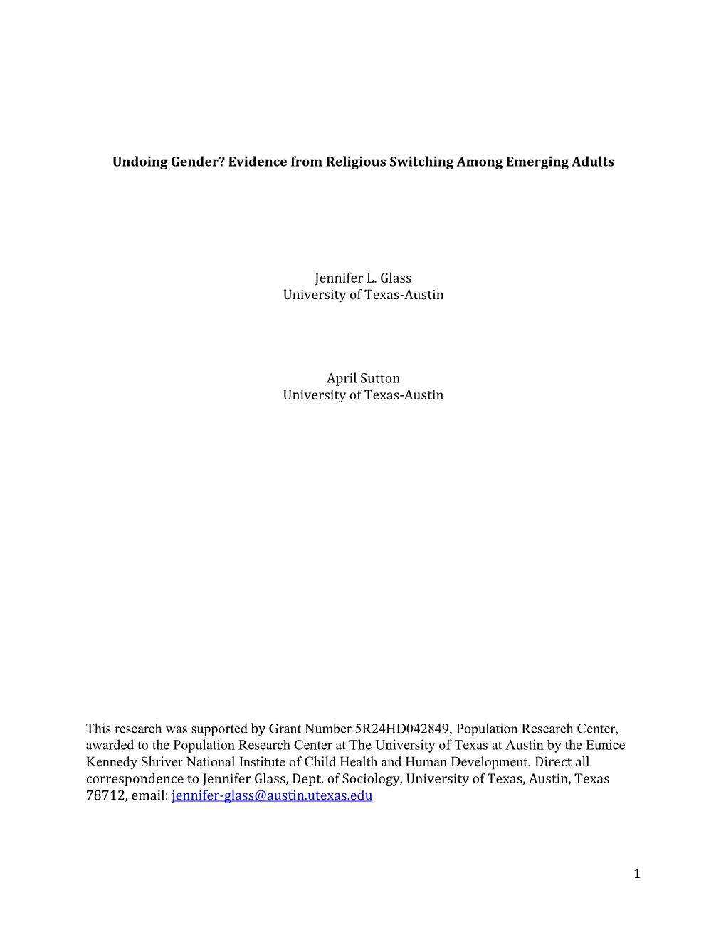 Evidence from Religious Switching Among Emerging Adults