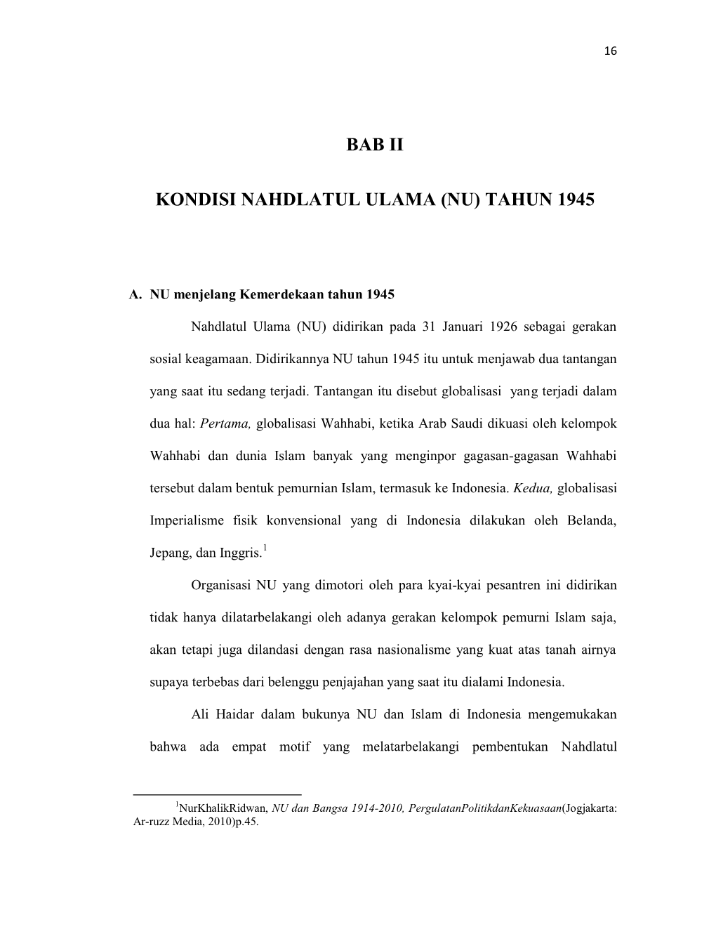 Bab Ii Kondisi Nahdlatul Ulama (Nu)