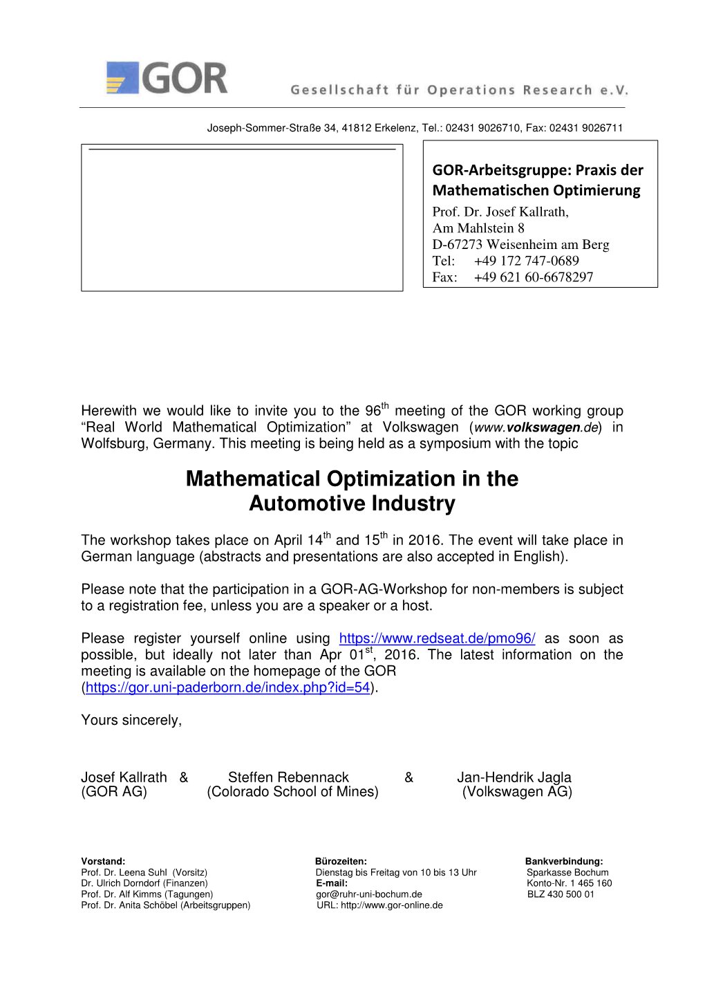 Mathematical Optimization in the Automotive Industry