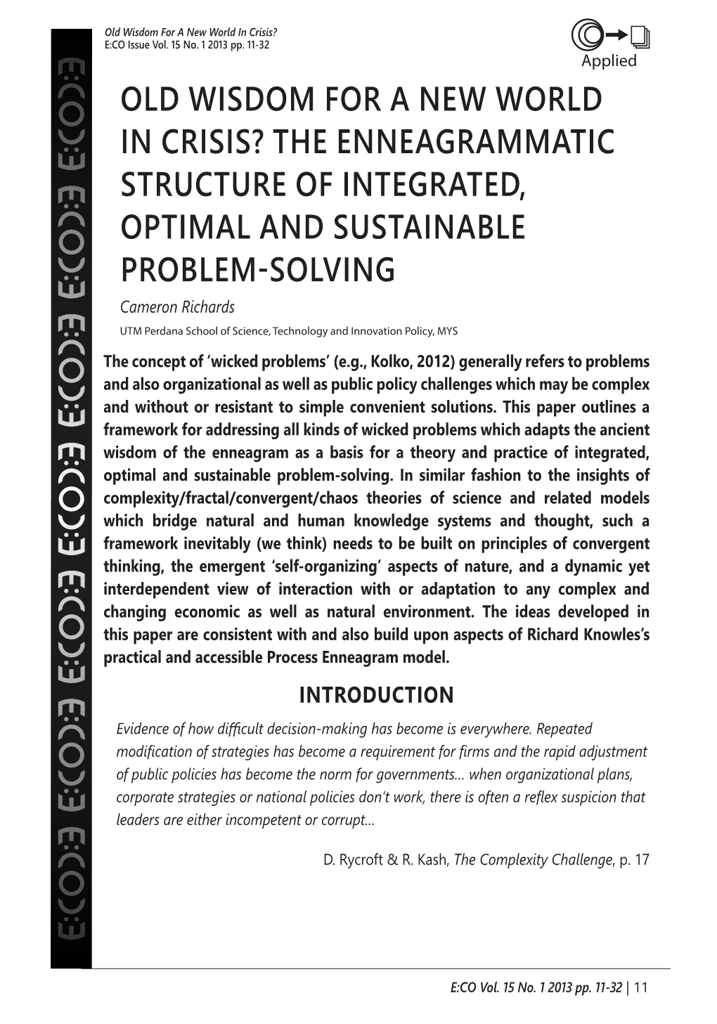 The Enneagrammatic Structure of Integrated