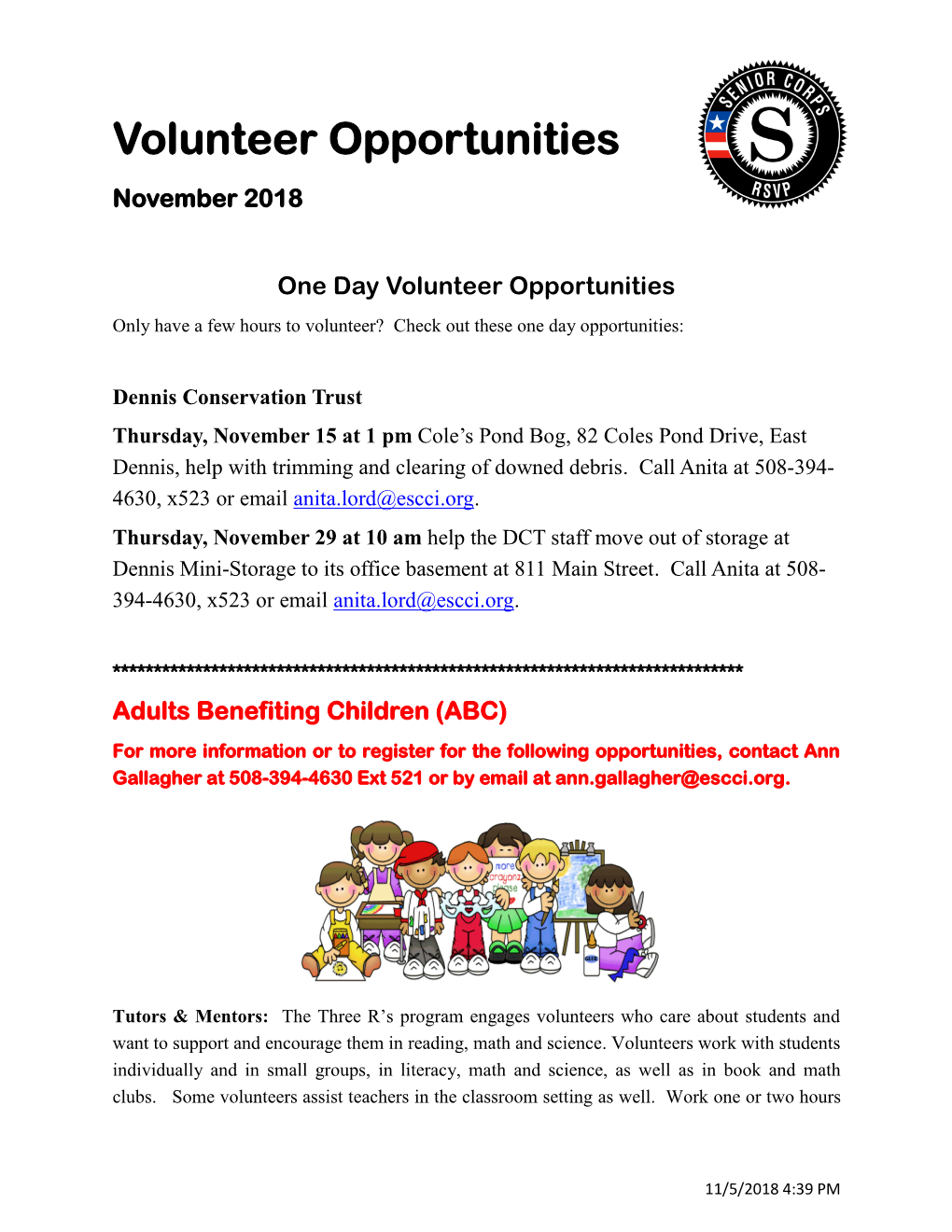 Volunteer Opportunities