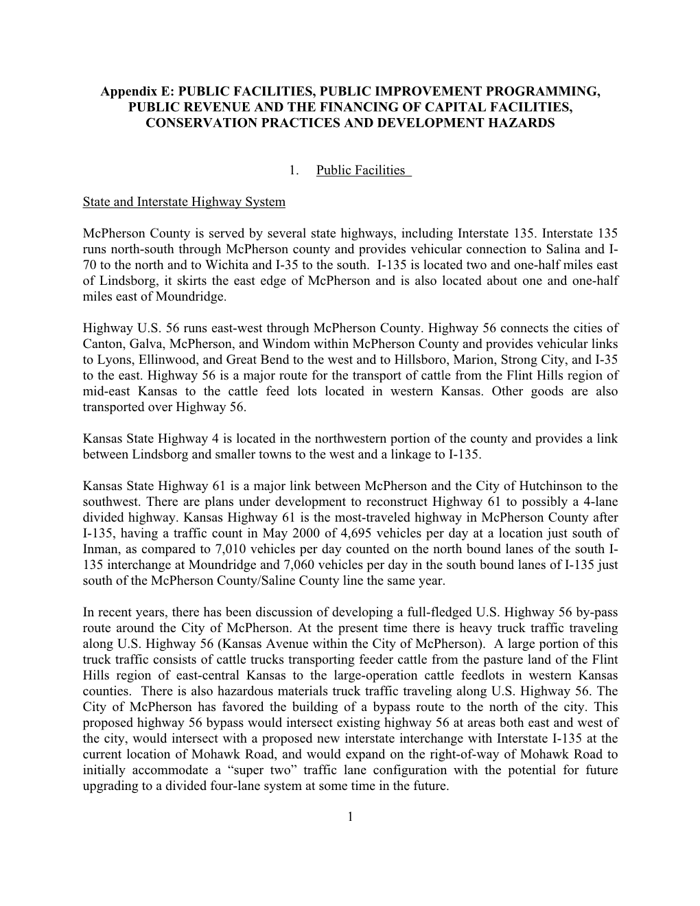 1 Appendix E: PUBLIC FACILITIES, PUBLIC IMPROVEMENT PROGRAMMING, PUBLIC REVENUE and the FINANCING of CAPITAL FACILITIES, CONSERV