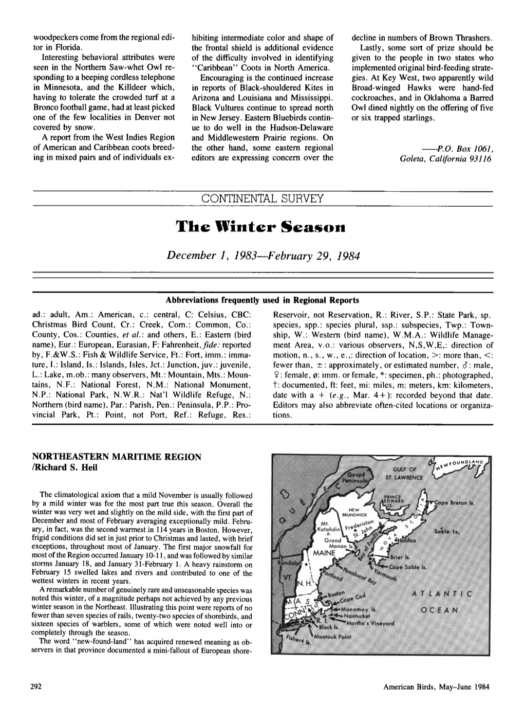 The Winter Season December 1, 1983-February 29, 1984
