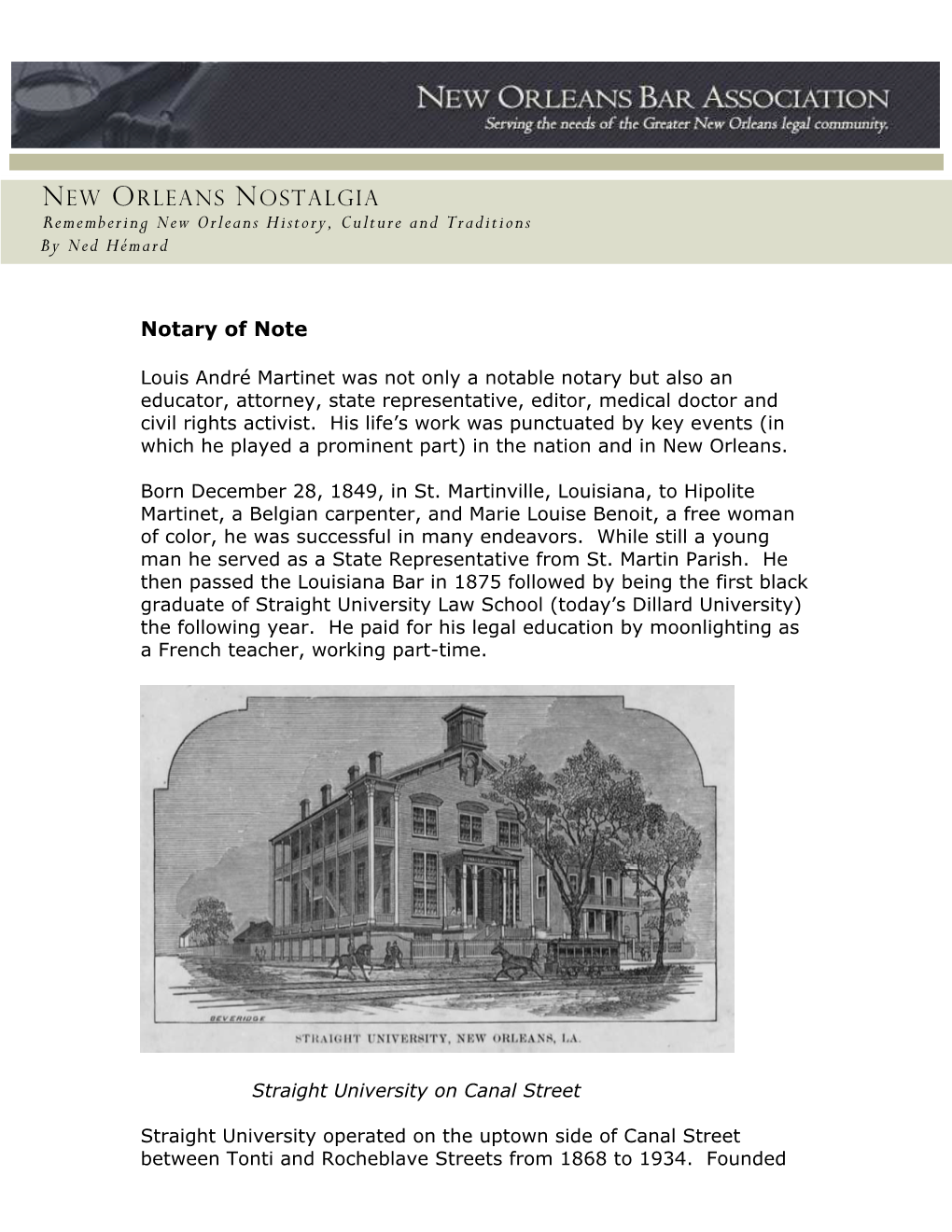 NEW ORLEANS NOSTALGIA Remembering New Orleans History, Culture and Traditions by Ned Hémard