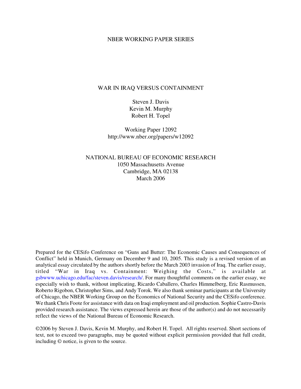 Nber Working Paper Series