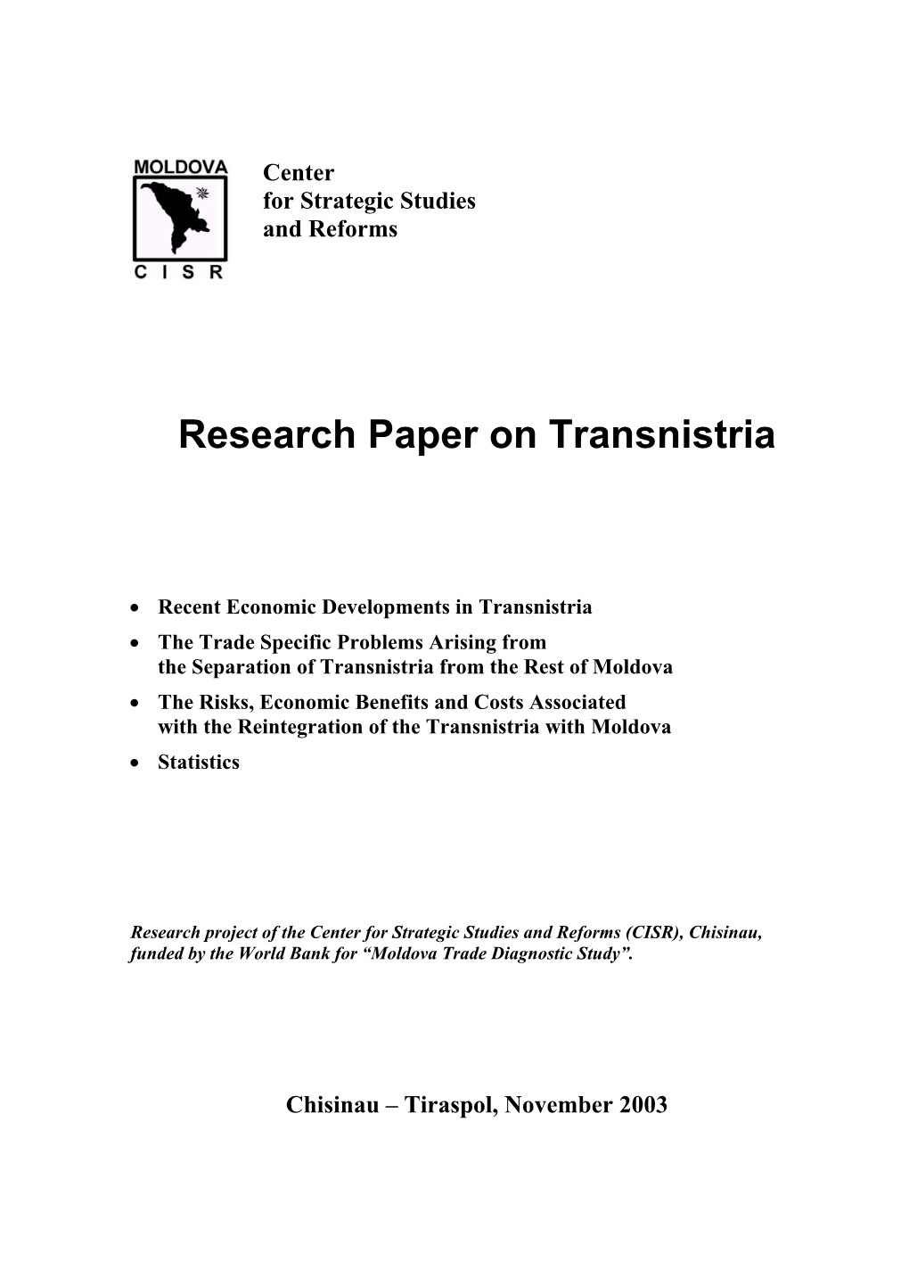 Research Paper on Transnistria