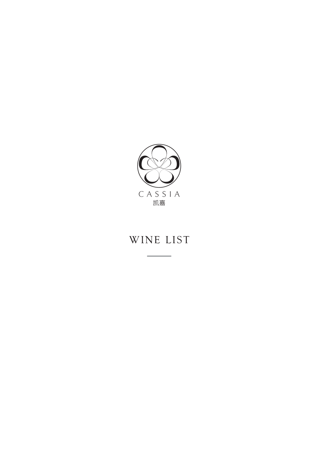 Wine List Table of Contents