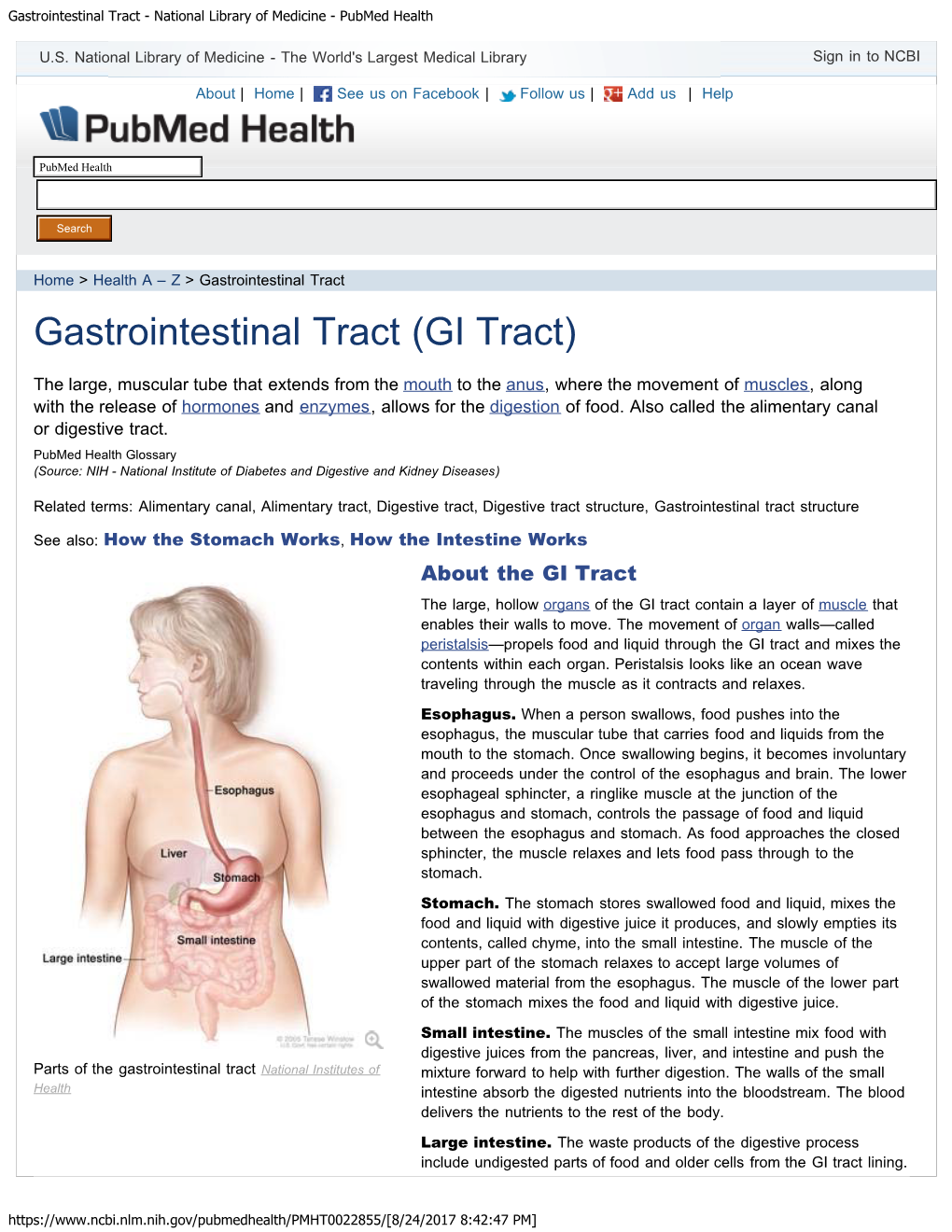 Gastrointestinal Tract - National Library of Medicine - Pubmed Health