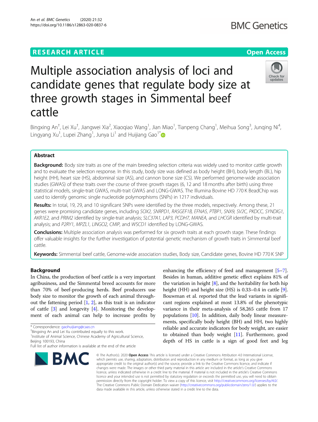 Multiple Association Analysis of Loci and Candidate Genes That Regulate