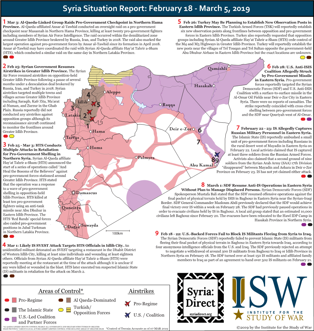 Syria Situation Report: February 18 - March 5, 2019