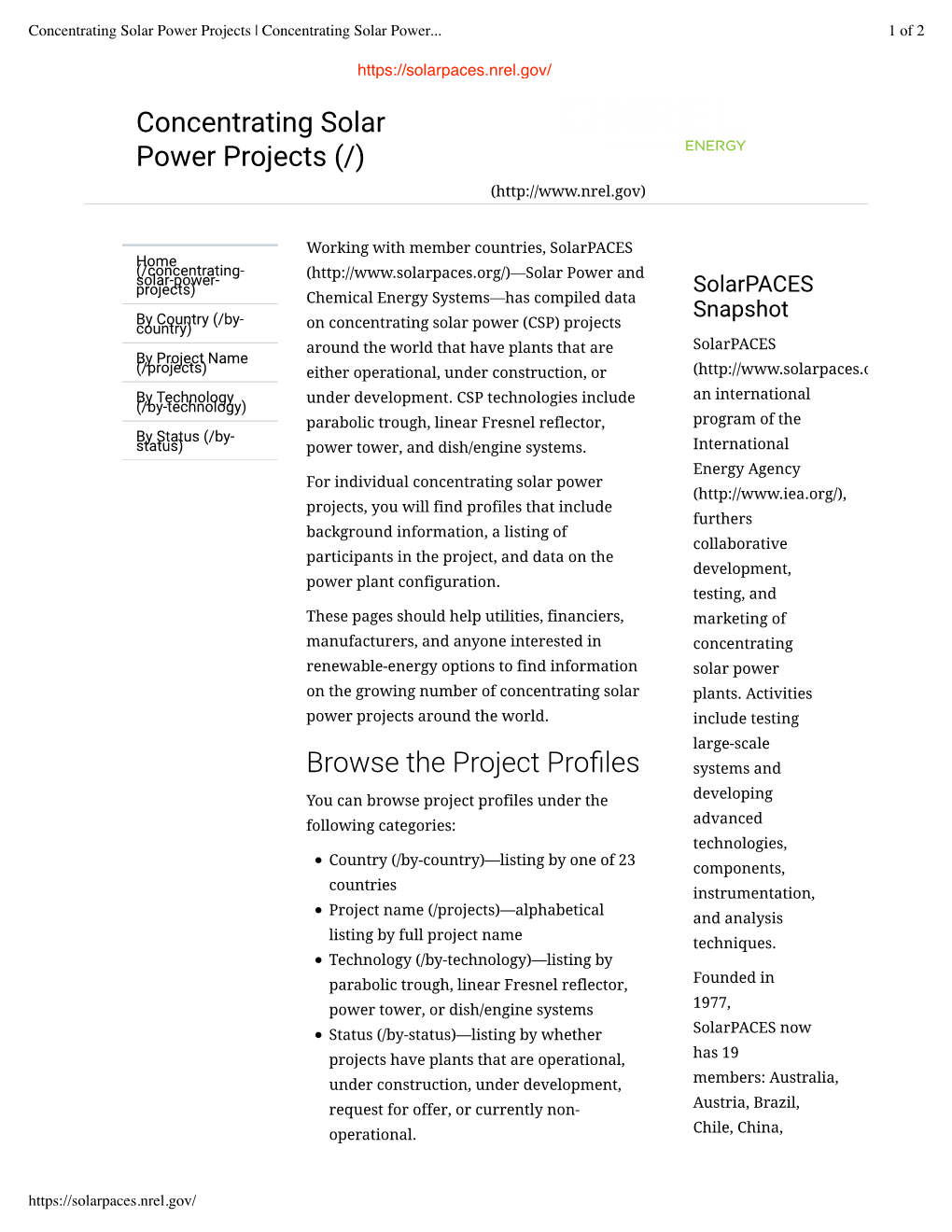 Concentrating Solar Power Projects | Concentrating Solar Power