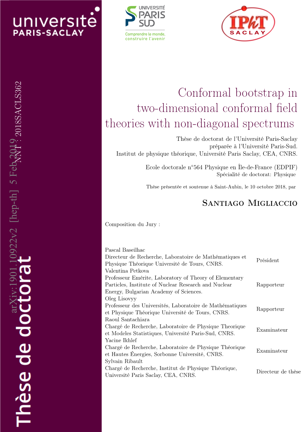 Conformal Bootstrap in Two-Dimensional Conformal ﬁeld Theories with with Non-Diagonal Spec- Trums