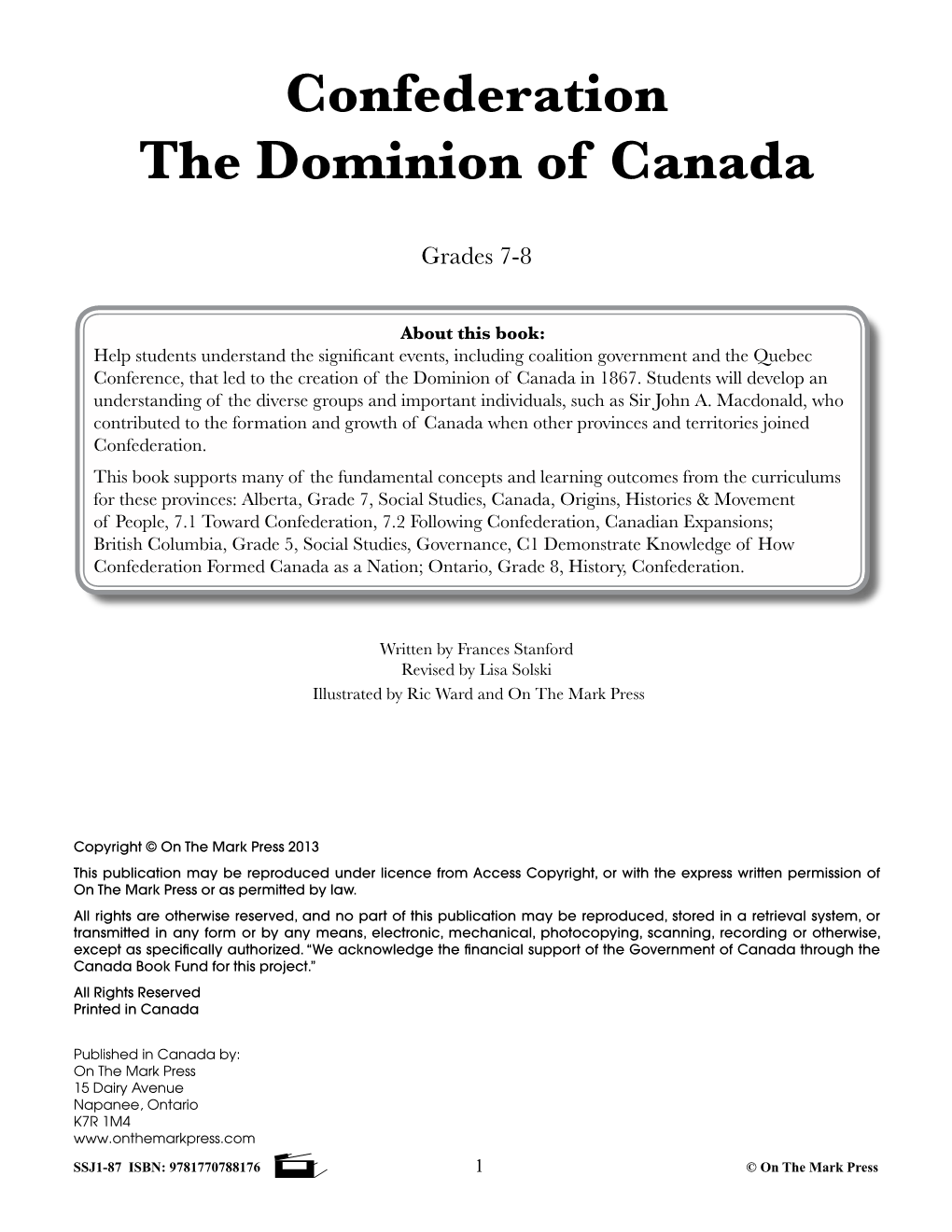 Confederation the Dominion of Canada